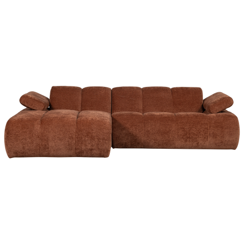 WOOOD chaise longue links Mojo - Geweven Ribstof - Roestbruin - vtwonen shop