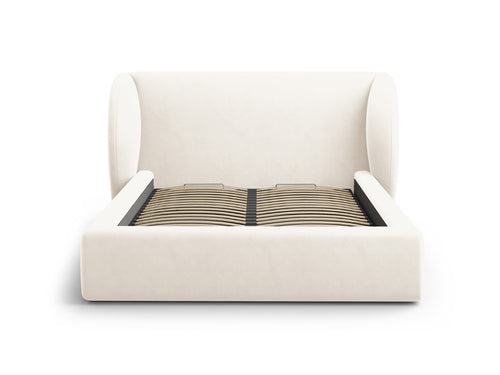 Micadoni Opbergbed met hoofdeinde Miley 160x200cm, flueel, lichtbeige - 230x207x100cm