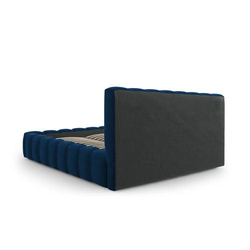 Cosmopolitan Design - Opbergbed met hoofdeinde Palma 200x140cm flueel koningsblauw - 230x165x94cm