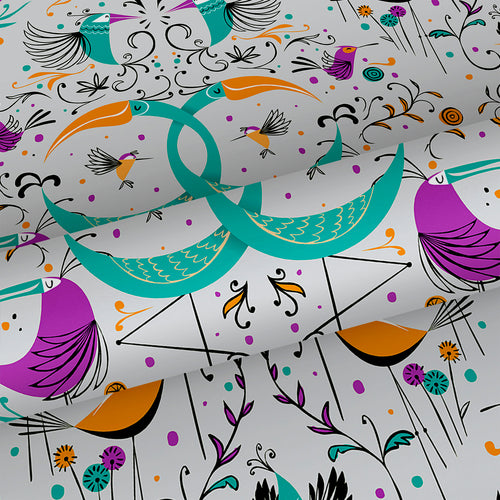 Walls4You behang vogels grijs en meerkleurig - 53 cm x 10 m - 640130 - vtwonen shop