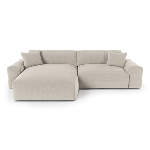 Premium Interiors - Linkerhoekbank CHEER - zacht aanvoelende geweven stof  beige 312cm