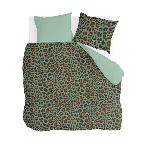 Byrklund - Dekbedovertrek Lazy Leopard - 240x220 cm - Groen - vtwonen shop