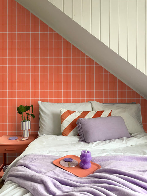 ESTAhome behang kleine tegeltjes oranje en wit - 50 x 900 cm - 139963 - vtwonen shop