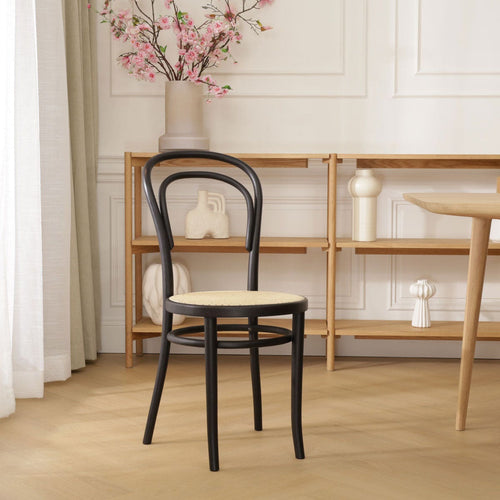 Fameg Vienna Thonet No.14 Houten Bistrostoel Zwart - Rotan Zitting - vtwonen shop