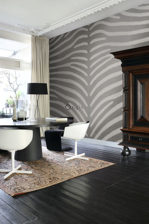 Origin Wallcoverings fotobehang zebra print grijs - 350 x 279 cm - 357248