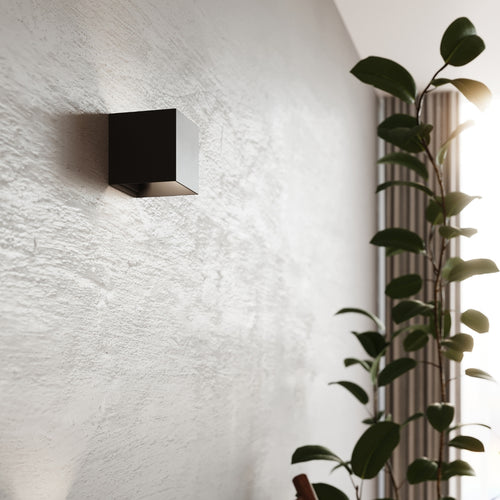Sollux Lighting Wandlamp LUCA zwart LED IP54 - 10x10x10cm