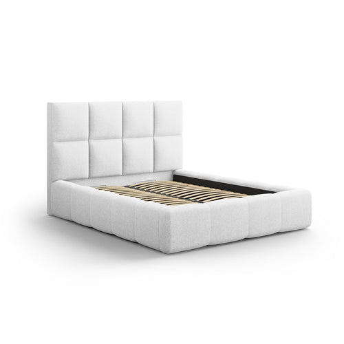 Cosmopolitan Design - Opbergbed met hoofdeinde Livigno 200x160cm structurele stof koel lichtgrijs - 230x185x125cm