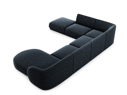 Micadoni Panoramische hoekbank links Miley 6-zits, chenille, koningsblauw - 255x330x70cm
