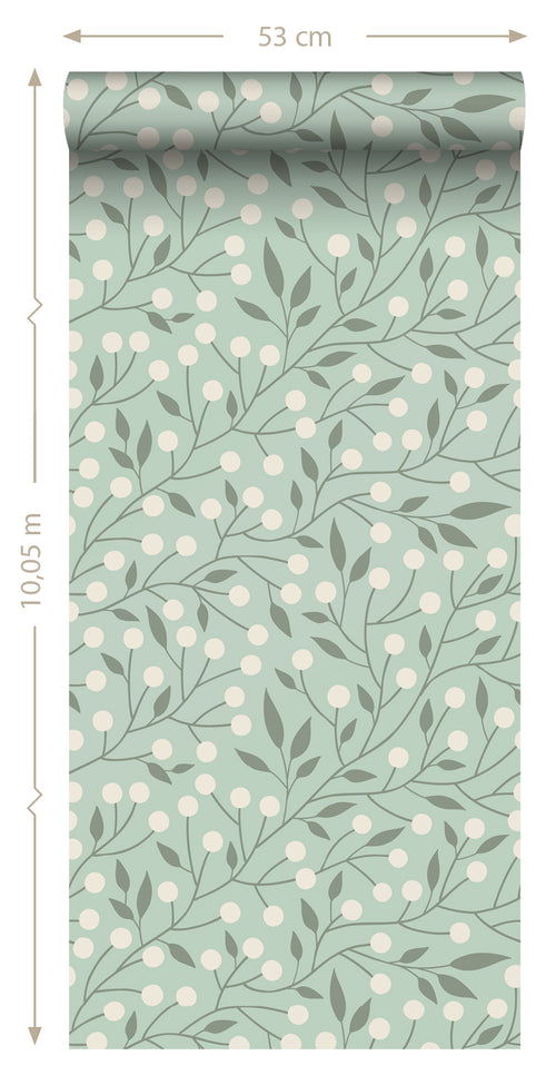 ESTAhome behang bloemmotief mintgroen - 50 x 900 cm - 139592 - vtwonen shop