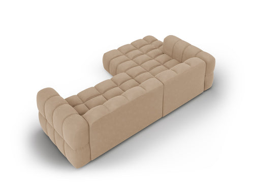 Cosmopolitan Design Modulaire hoekbank links Sky 4-zits, flueel, zand - 162x272x70cm