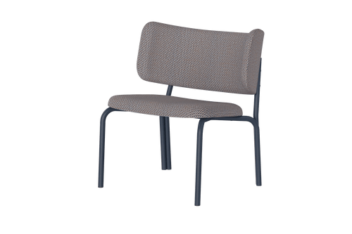 noo.ma Kei Lounge Chair - gestoffeerde design fauteuil, metaal en 100% polyester, Brown & Blue Mélange