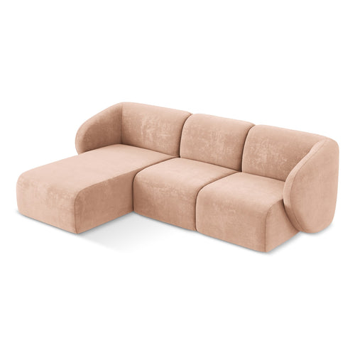 LaMiaSofa hoekbank links Cervo - chenille stof - perzik - 248x166x90