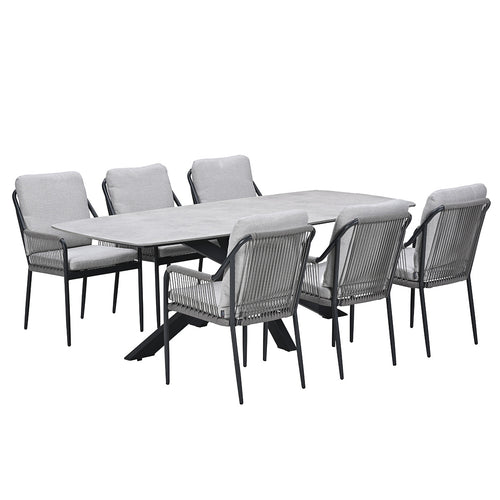 Garden Impressions Tuinset Stevie 7-delig - Fiore tuintafel 220x100 cm