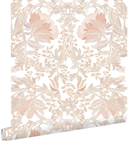 ESTAhome behang vintage bloemen in art nouveau stijl zand beige en licht terracotta - 0.53 x 10.05 m - 139613 - vtwonen shop