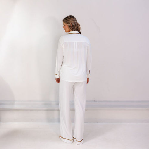 Coco & Cici - Tencel Pyjama Set - Dames - Off White - Maat L