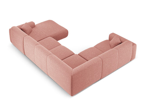 Cosmopolitan Design Panoramische hoekbank links Nolio 6-zits, chenille roze - 252x342x72cm