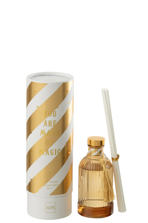 J-Line geurstokjes Magic - Sunlit Sands - glas - wit/goud - small