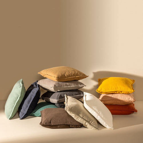 BOWIE - kussenhoes 45x45 cm - gewassen katoen -  Driftwood - taupe