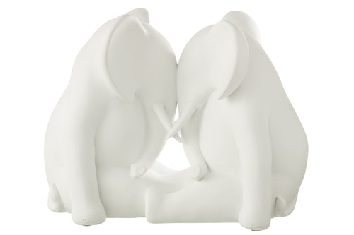J-Line decoratie Olifant Face to Face - polyresin - wit