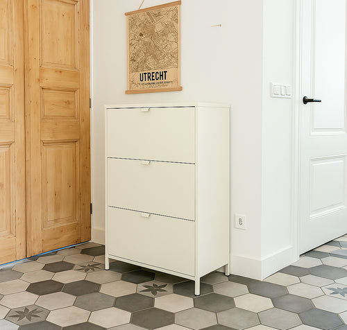 MaximaVida metalen locker schoenenkast Finn 25 x 80 x 125 cm ivoor - vtwonen shop