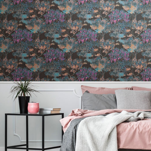 Livingwalls behang bloemmotief meerkleurig, zwart, blauw, oranje en beige - 53 cm x 10.05 m - AS-391731 - vtwonen shop