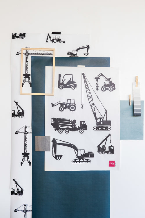 ESTAhome muursticker voertuigen zwart - 47.5 x 66 cm - 156107