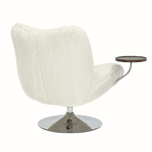 DÉJA Living Draaifauteuil Morten - Beige Fluffy/Chrome - Incl. Tafeltje - vtwonen shop