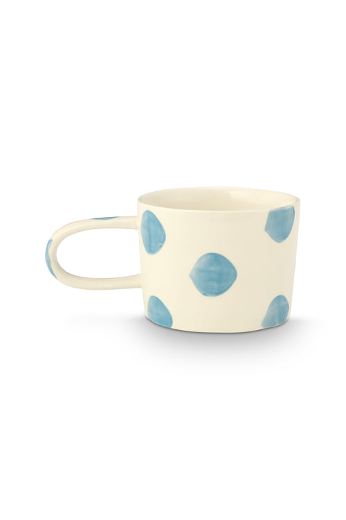 vtwonen - Mokken - Blauw - Stippen - Set van 2 - Keramiek - 350ml