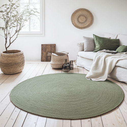Mrcarpet Rond jute vloerkleed groen 120cm - vtwonen shop