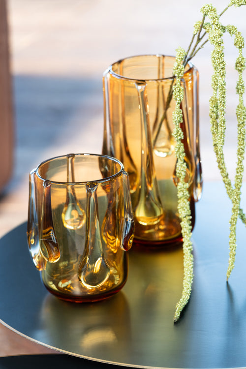 J-Line vaas Drippy - glas - amber - large - 33 cm hoog