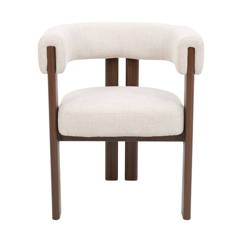 DÉJA Living Eetkamerstoel Aragon - Beige/Walnoot - Zithoogte 46cm - Set van 2