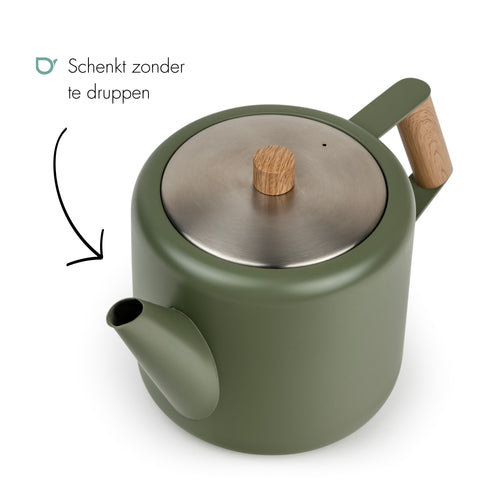Bredemeijer - Dubbelwandige theepot Duet Design Boston - 1,1 liter - RVS - Legergroen - vtwonen shop