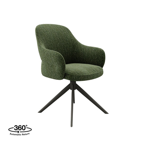 LABEL51 Eetkamerstoel Bern - Donkergroen Bouclé - Draaibaar - vtwonen shop
