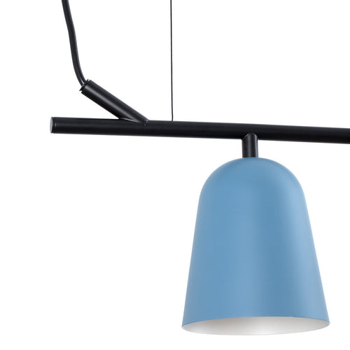 Faro STUDIO Hangende plafondlamp met 3 lichtbalken, mat zwart, blauw