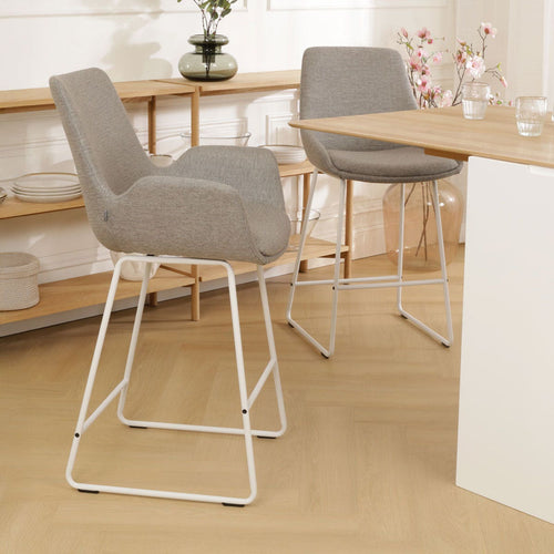 Nolon Nino-Eef Barkruk Warm Grijs - met Armleuning - Wit - 75 cm
