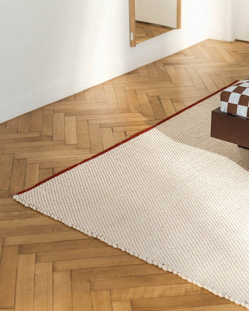 noo.ma handgeweven vloerkleed van Nieuw-Zeelandse wol - laagpolig, gestructureerd, rechthoekig