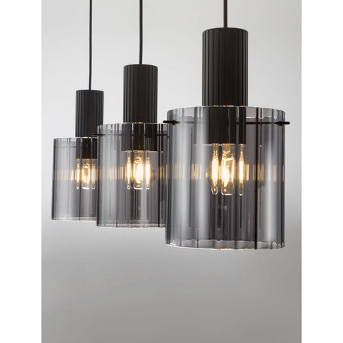 Nova Luce MIRBI Hanglamp voor aan het plafond, rookkleurig, zandkleurig zwart, E27 fitting, 3x12W