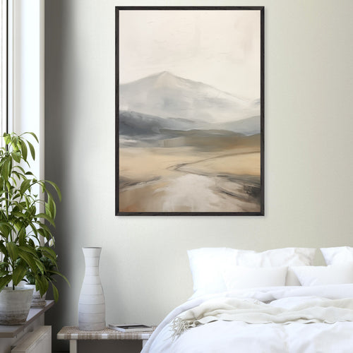 Artfulprints Poster met Lijst Abstract - Fuji path   - 30x40 cm - Taupe