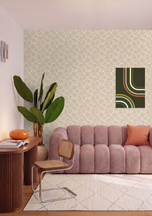 ESTAhome behang madeliefjes warm beige - 53 cm x 10.05 m - 131148