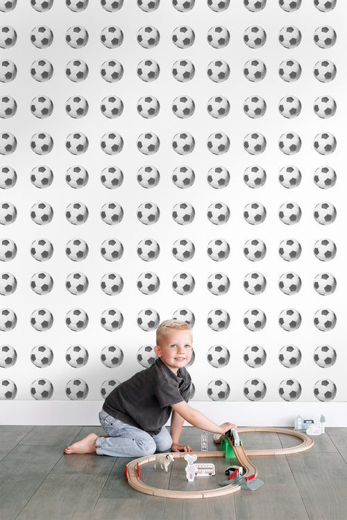 ESTAhome behang voetballen zwart en wit - 53 cm x 10.05 m - 138829