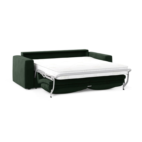 Cosmopolitan Design - Converteerbare bank Grena 3-zits, flueel flessengroen - 100x205x90cm