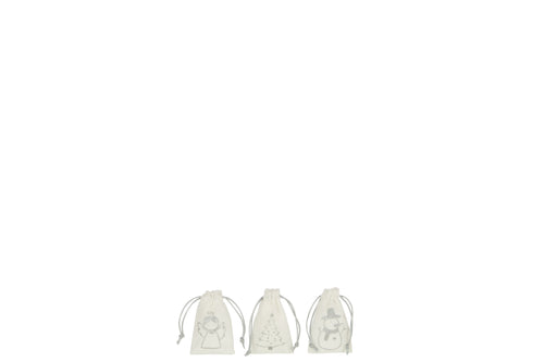 J-Line zak Kerst - textiel - wit/zilver - extra small - 3 stuks - vtwonen shop