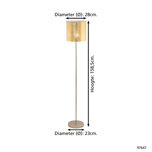 EGLO vloerlamp Viserbella - e27 - 158,5 cm - champagne/goud - vtwonen shop