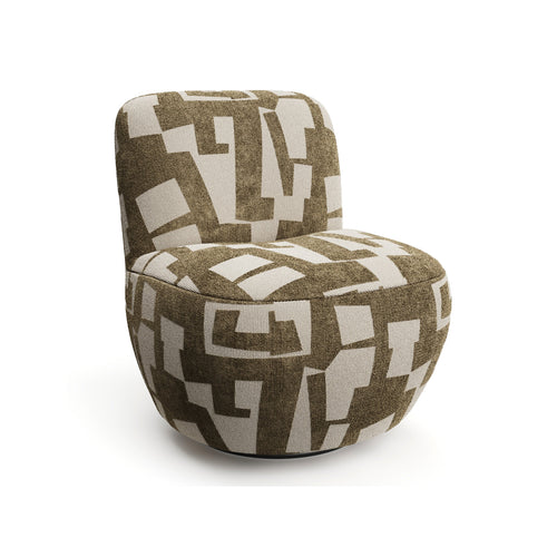 Sia Home - Draaibare fauteuil JENA - stof met textuur en patroon kaki 65cm