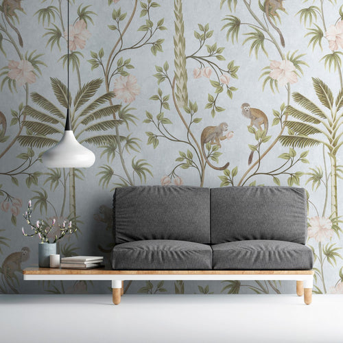 One Wall one Role fotobehang jungle-motief groen, turquoise en grijs - 159 x 280 cm - AS-382311 - vtwonen shop
