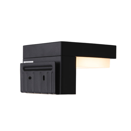 Lighto - Wandlamp zwart solar voor buiten – Oplaadbaar – Werkt op zonne-energie