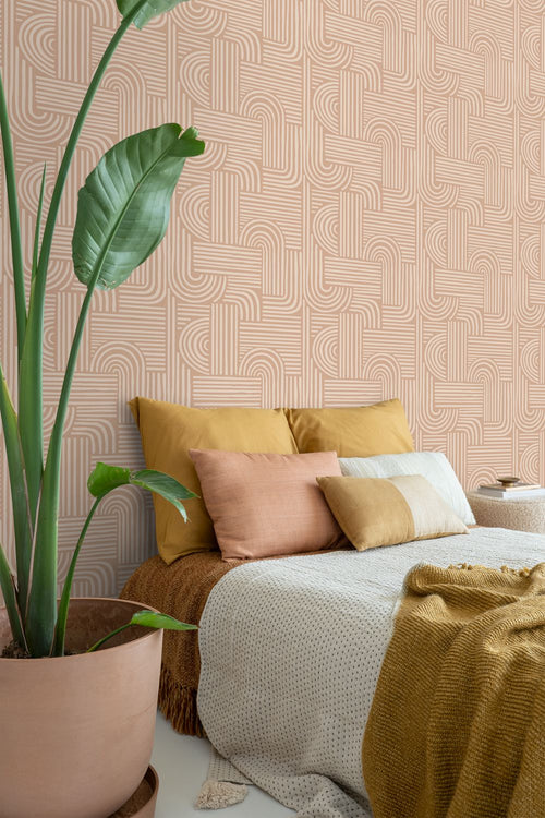 ESTAhome behang grafisch 3D motief licht terracotta - 53 cm x 10.05 m - 139936