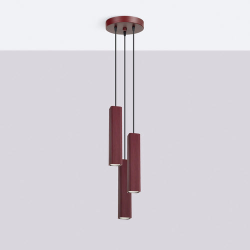 Sollux Lighting Hanglamp RAYO 3P bordeaux - 20x20x108cm