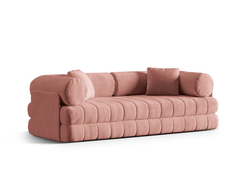 Cosmopolitan Design Converteerbare bank Kemi 3-zits, flueel roze - 95x206x70cm