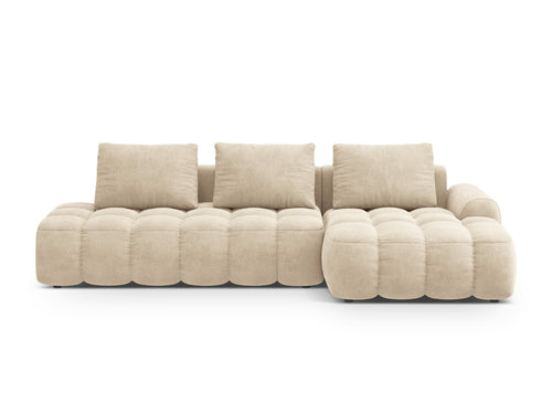 Cosmopolitan Design Converteerbare hoekbank rechts met opbergdoos Linz 3-zits, flueel lichtbeige - 142x275x84cm